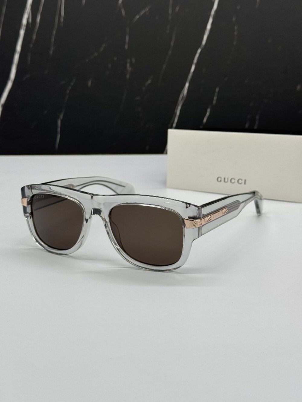 NEW GUCCI GG1517S 006 CLEAR BROWN MEN SUNGLASSES GUCCI - Picture 1 of 10
